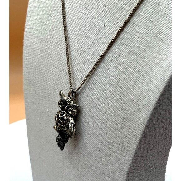 Sterling Silver 925 Chain With Stainless Steel Owl Pendant    A100 - Picture 3 of 9